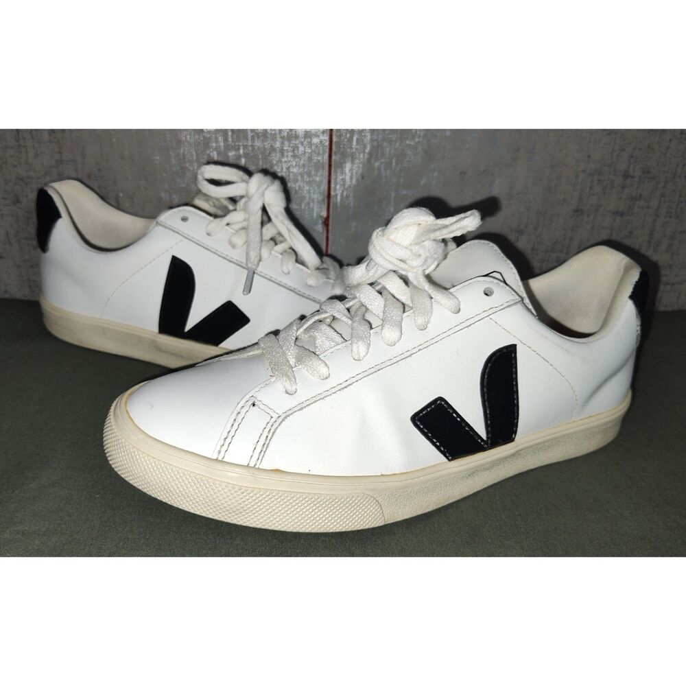 Veja Esplar White Black Leather Women's Sneakers Sz 6